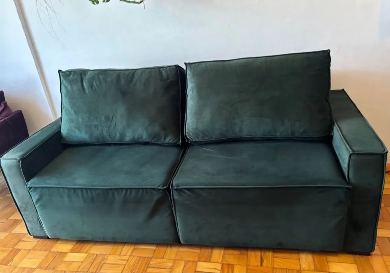 Sofá Cama Retrô Quadrado Verde