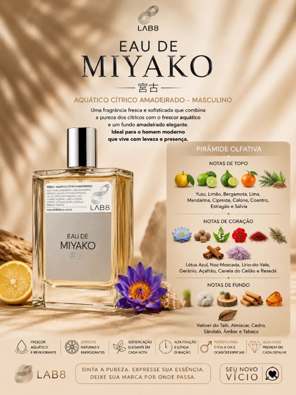 Perfume Eau de Miyako - LAB 8 - 100ML - Foto 3