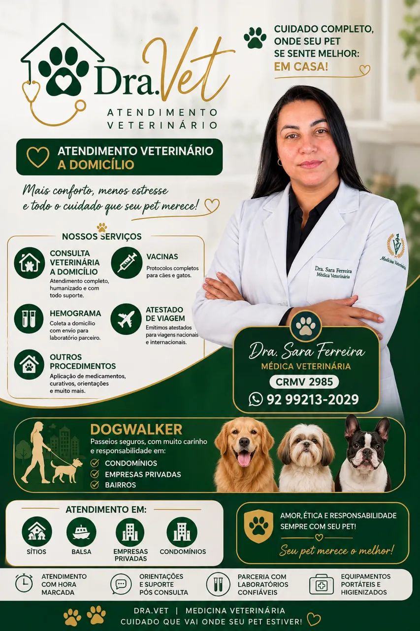 Serviços veterinário a domicílio..