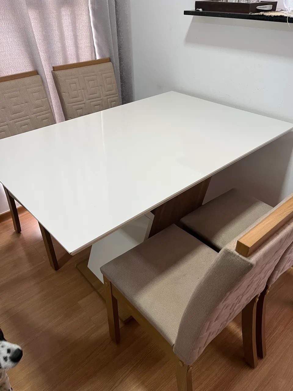 Mesa de Jantar Branco e Marrom - Foto 4