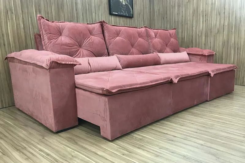 Sofá Retrátil Reclinável 3,20m Rosê Molas Bonnel a88 - Foto 2