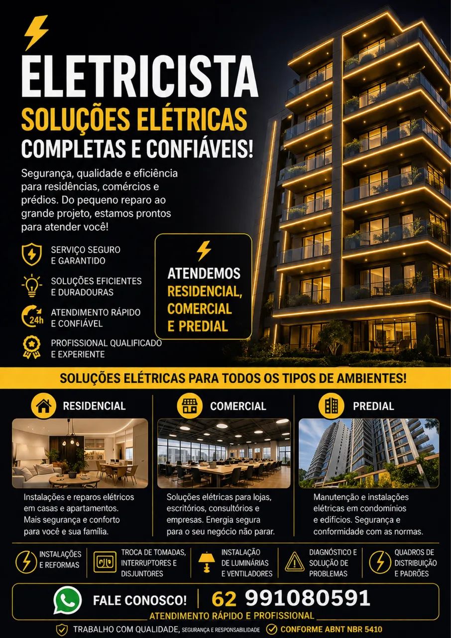 ELETRICISTA RESIDENCIAL, COMERCIAL E PREDIAL. 