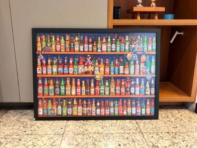 Quadro Quebra Cabeça de Garrafas Com Vidro