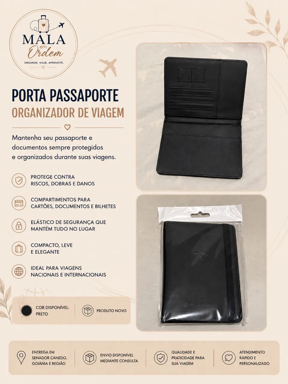 PORTA PASSAPORTE E PORTA DOCUMENTOS PARA VIAGEM - Foto 3