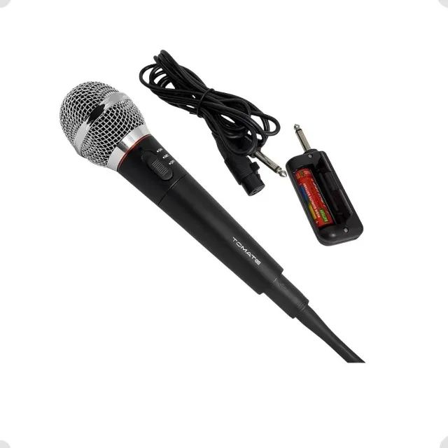Microfone 2 Em 1 Profissional Com E Sem Fio Som Tv Karaoke - Foto 3