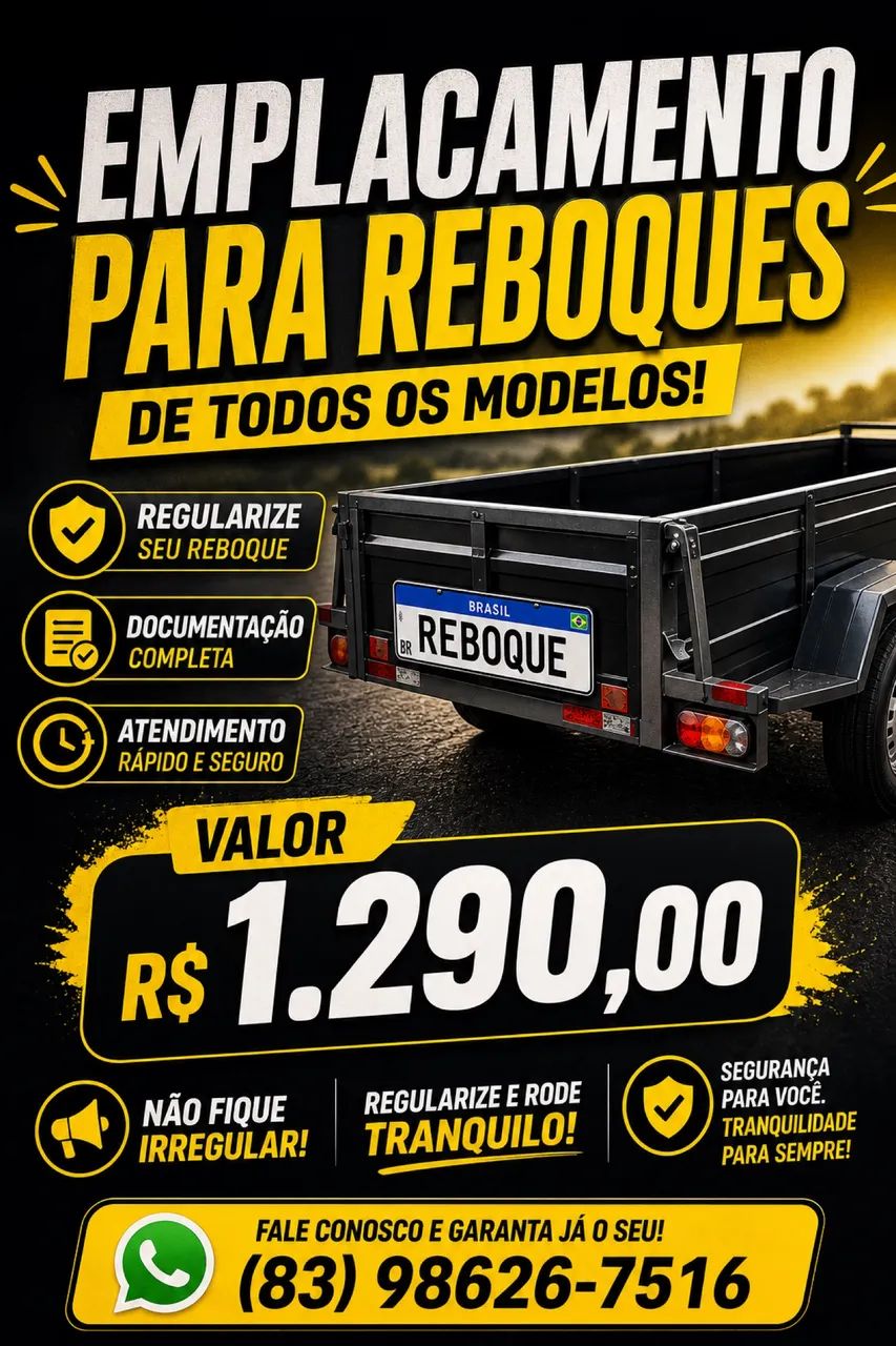EMPLACAMENTO PARA REBOQUES A PARTIR 