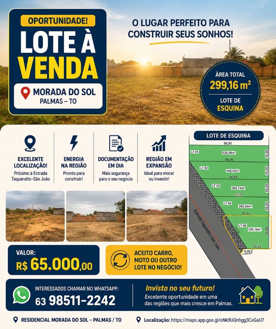 ? Lote à venda - Morada do Sol | Palmas TO