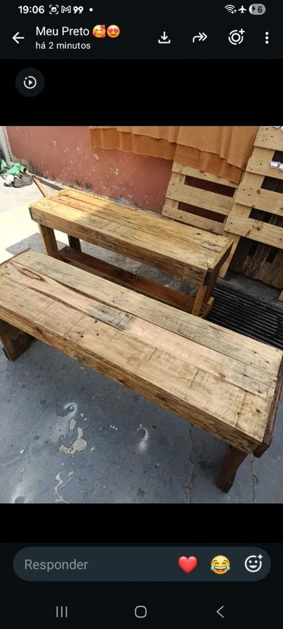 Par de bancos artesanais de palete - Foto 2