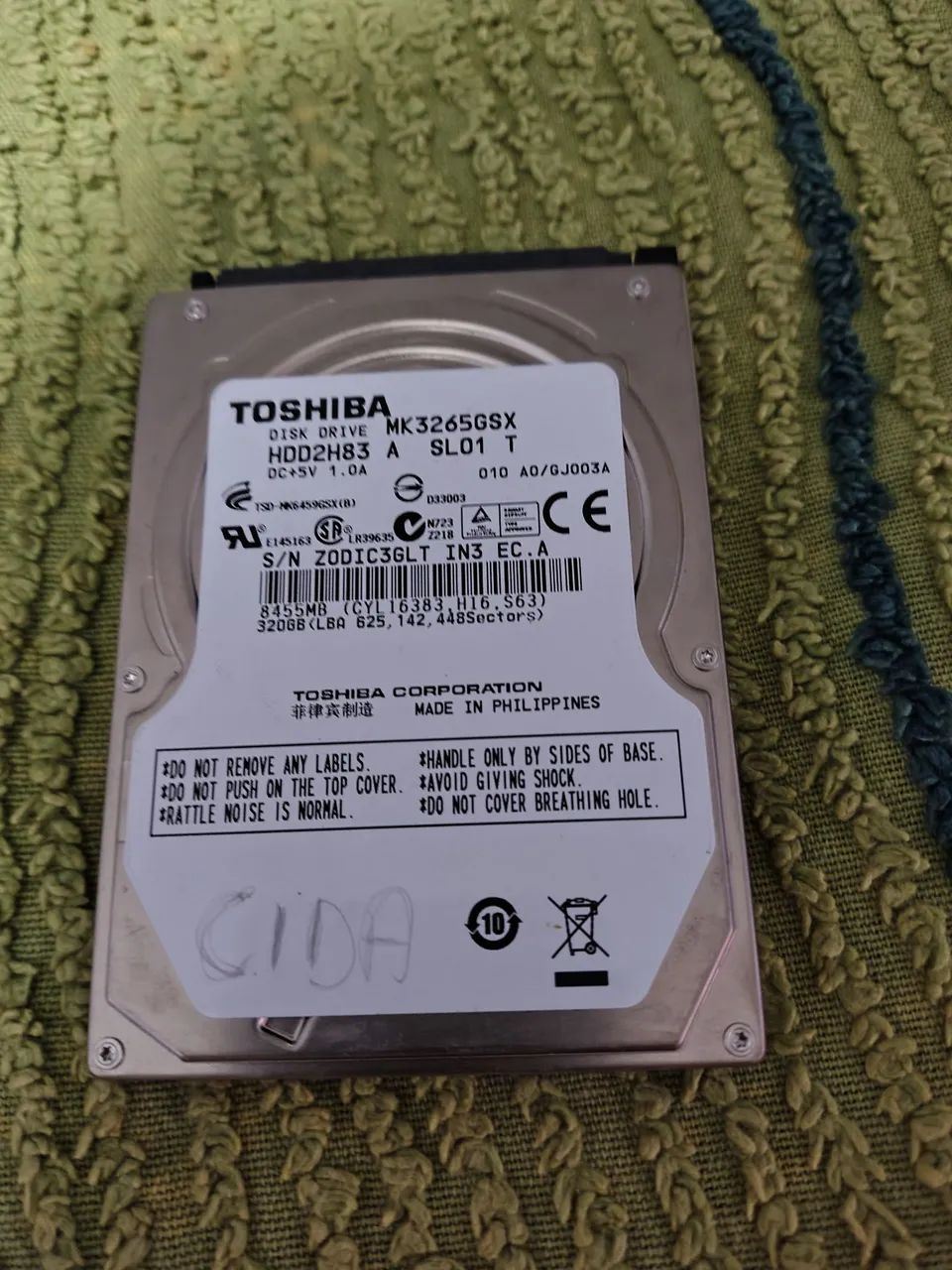 HD Notebook Toshiba 320GB - Com alerta