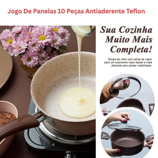 Jogo de Panelas com 10 Peças - Antiaderente - pronta Entrega!! - Foto 6