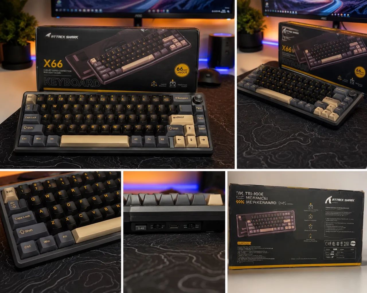 Teclado Mecânico X66 Tri-Mode (2.4G /Bluetooth /USB-C) Compacto, Layout 66 Tecla - Foto 2