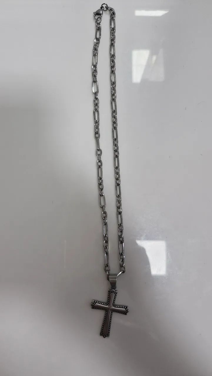CORDÃO E CRUCIFIXO AÇO INOXIDÁVEL  - Foto 3