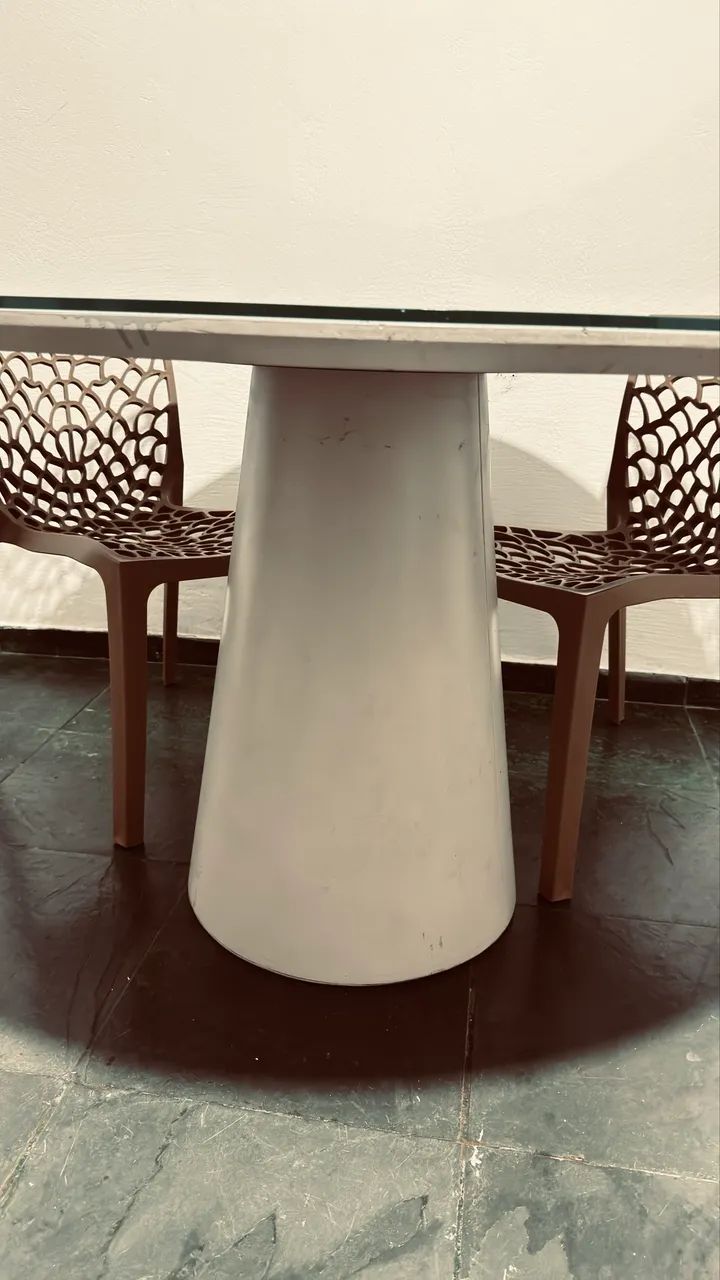 Mesa de Jantar Cone Redonda 120 cm Laca off white - Foto 3