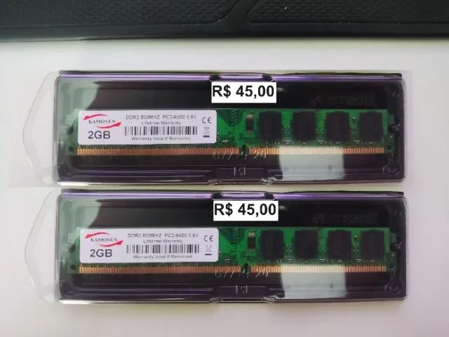 Memória DDR2 800mhz Pc AMD e Intel 2gb 45,00