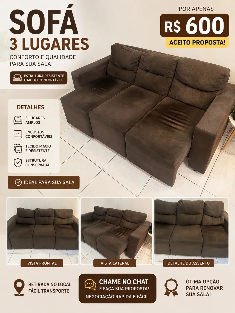 Sofá 3 lugares