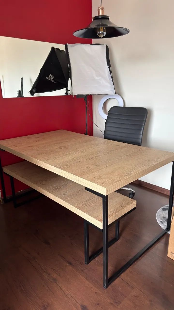 Mesa com Banco + 3 Cadeiras | Conjunto Industrial