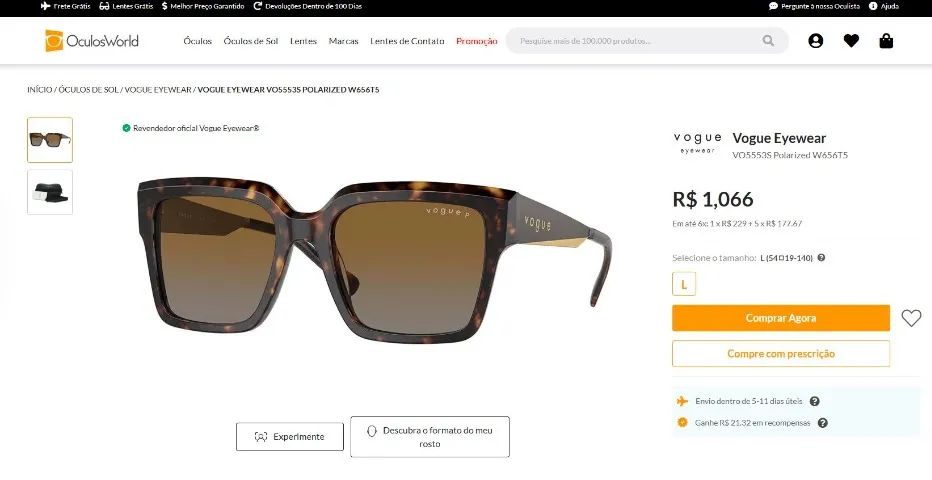 ÓCULOS VOGUE ORIGINAL NUNCA USADO - Foto 3