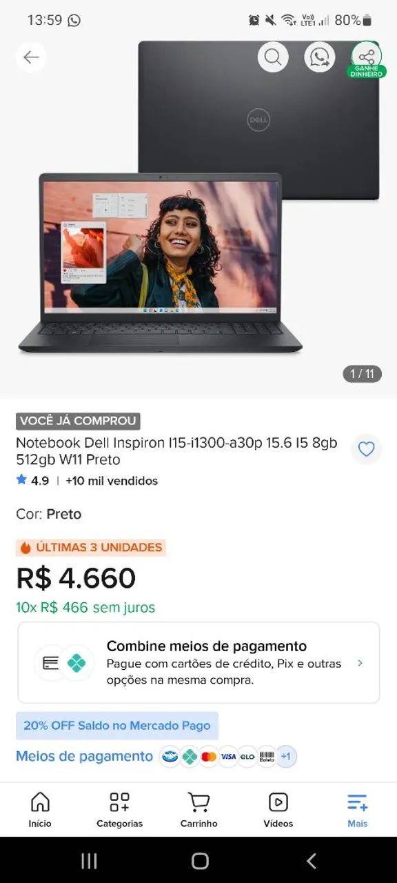 Notebook Dell Inspiron I15-i1300-a30p - Foto 4