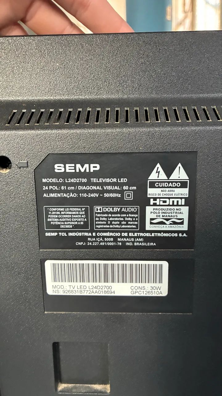 Televisão LED SEMP/TCL 24 polegadas 