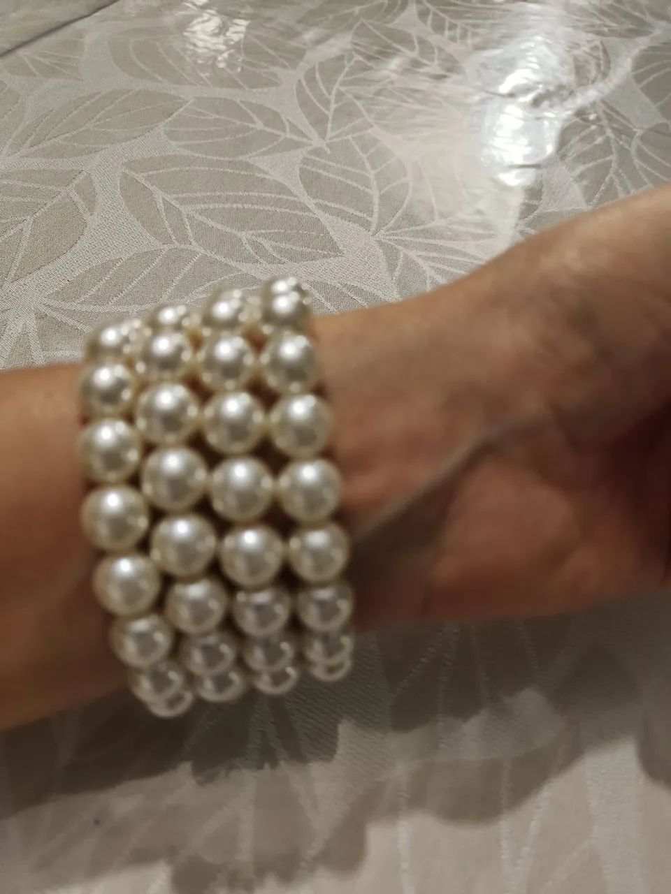Bracelete rosa com perolas - Foto 3