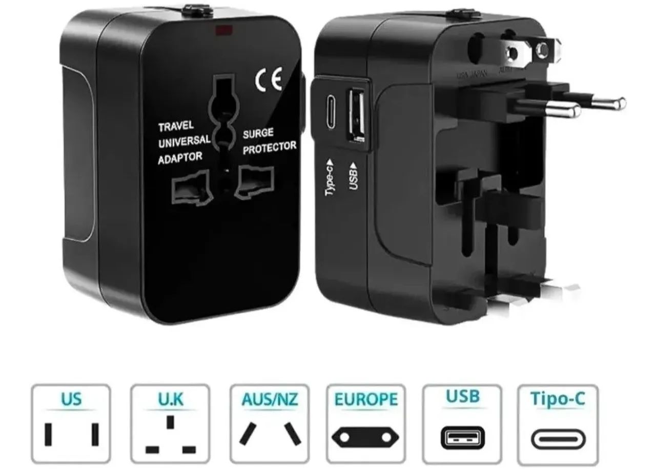 Adaptador Tomada Universal Com Usb E Usb-c Viagem 150 Países - Foto 2