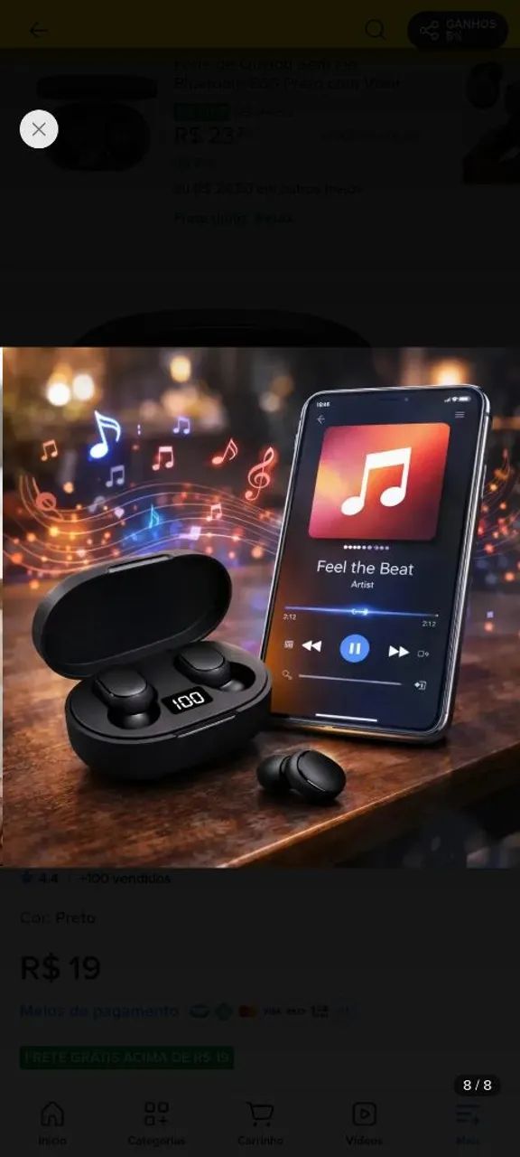 Fone Bluetooth Redmi AirDots Xiaomi com Visor Digital LED - Foto 4