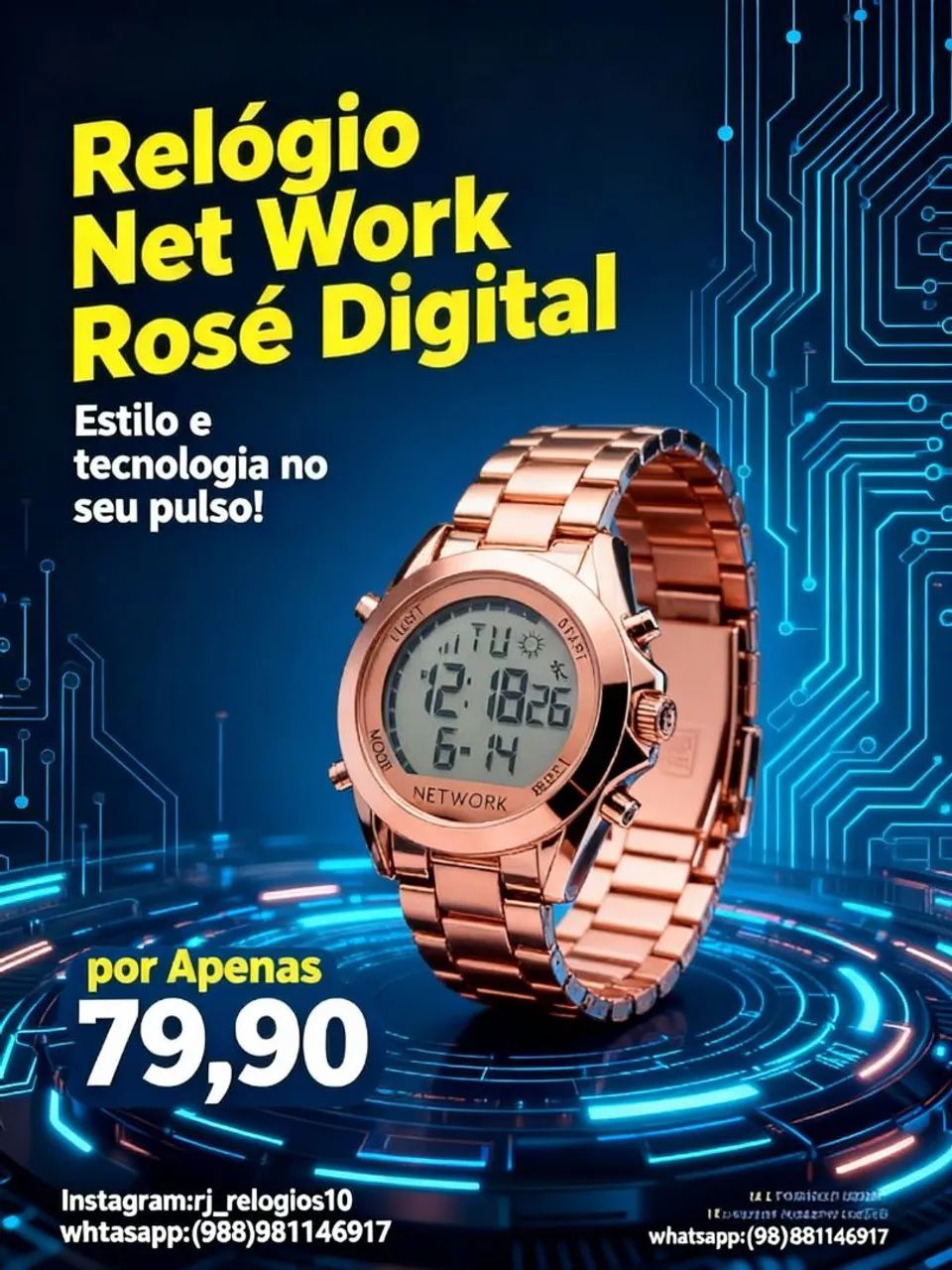  Relogio Net Work Rose Digital