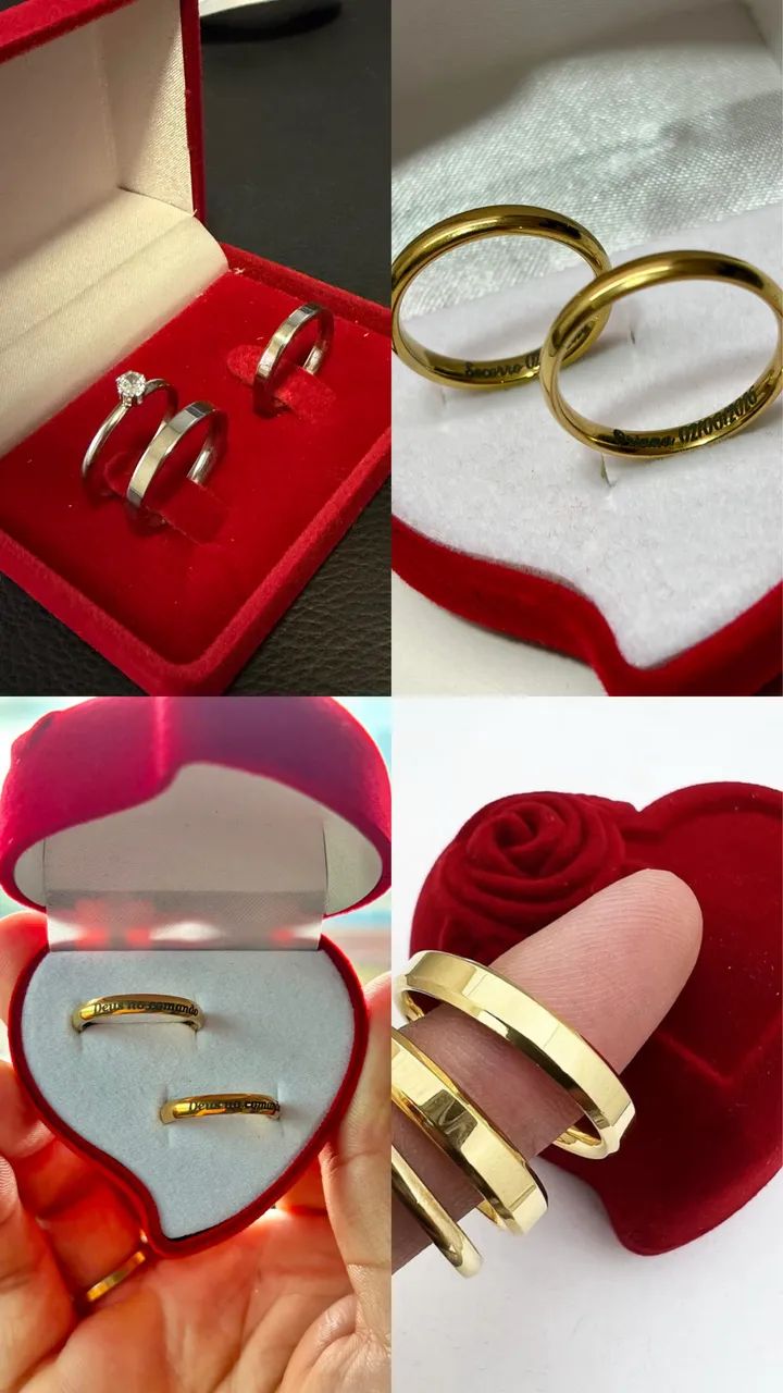 Alianças banhada a ouro namoro e casamento par R$80 - Foto 3