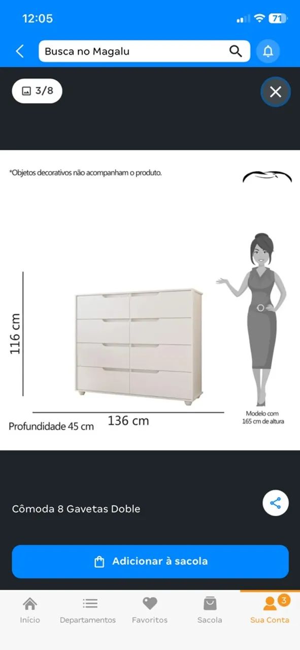 Cômoda 8 gavetas  - Foto 4