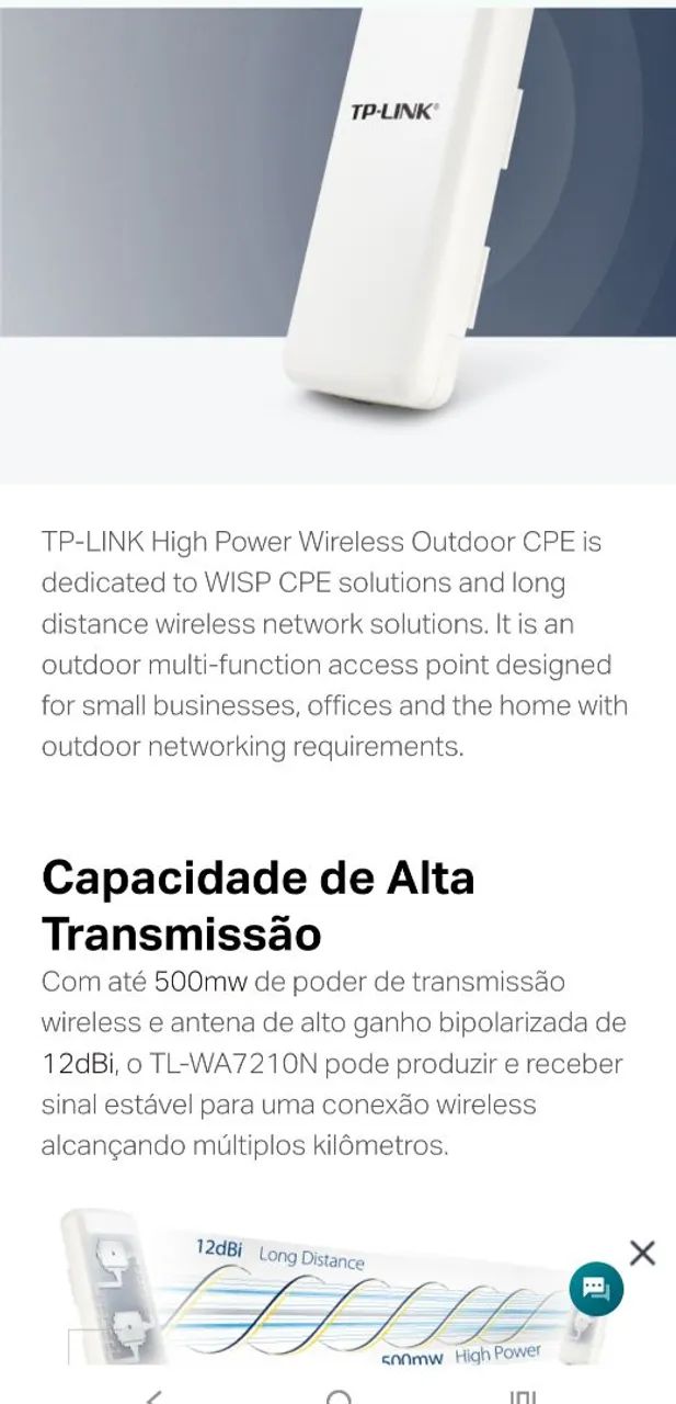 Antena CPE TP Link 12 DBi TL-WA7210N  2,4Ghz  - Foto 4