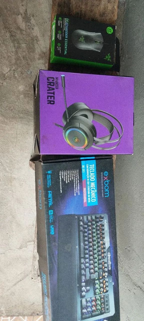 Kit teclado mecânico exbom.mause raizer.fone 