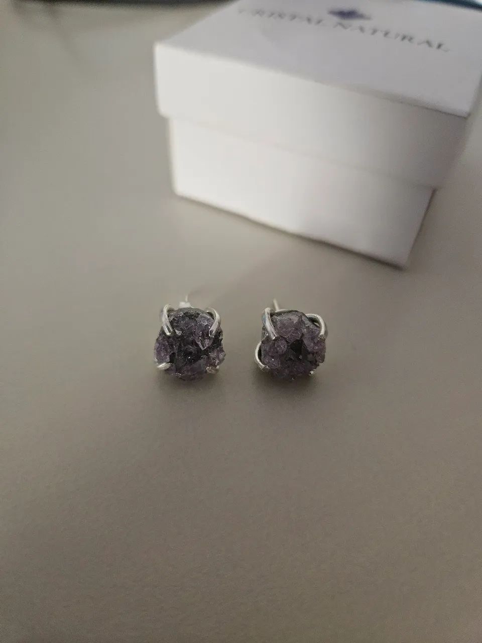 Conjunto Anel e Brinco Prata 950 Druza de Ametista  - Foto 5
