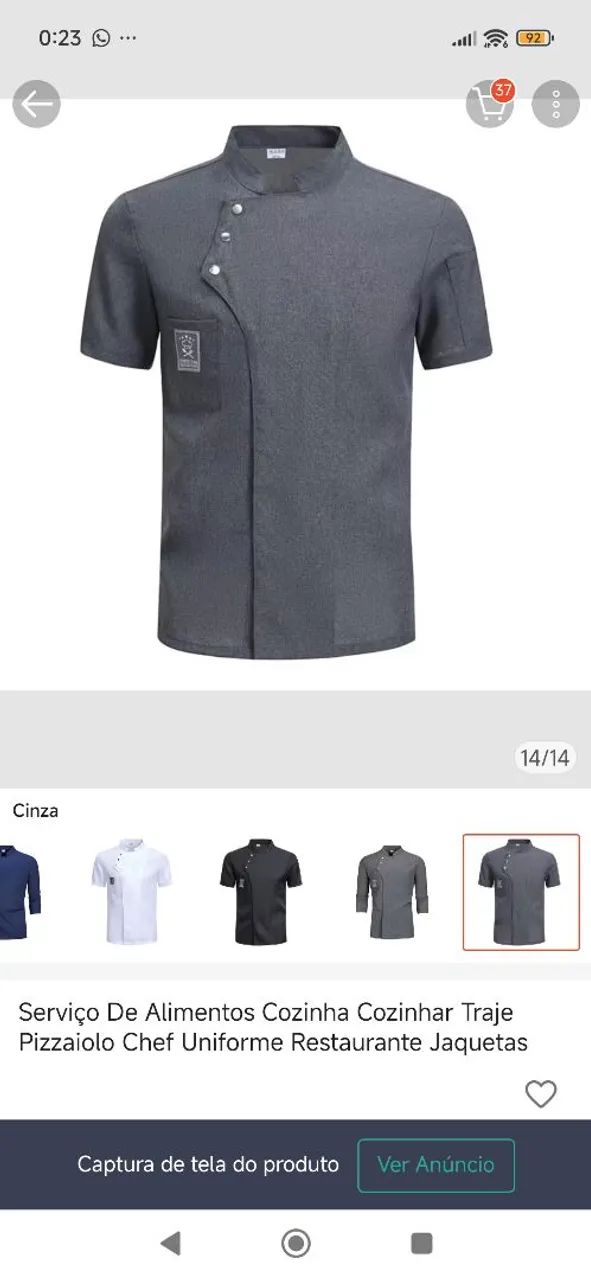 Dólmã Cinza Profissional - Nova (Nunca usada)