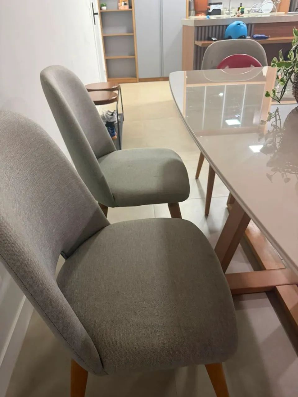 Conjunto Mesa e 6cadeiras Bennett New Drop - Bege - Foto 3