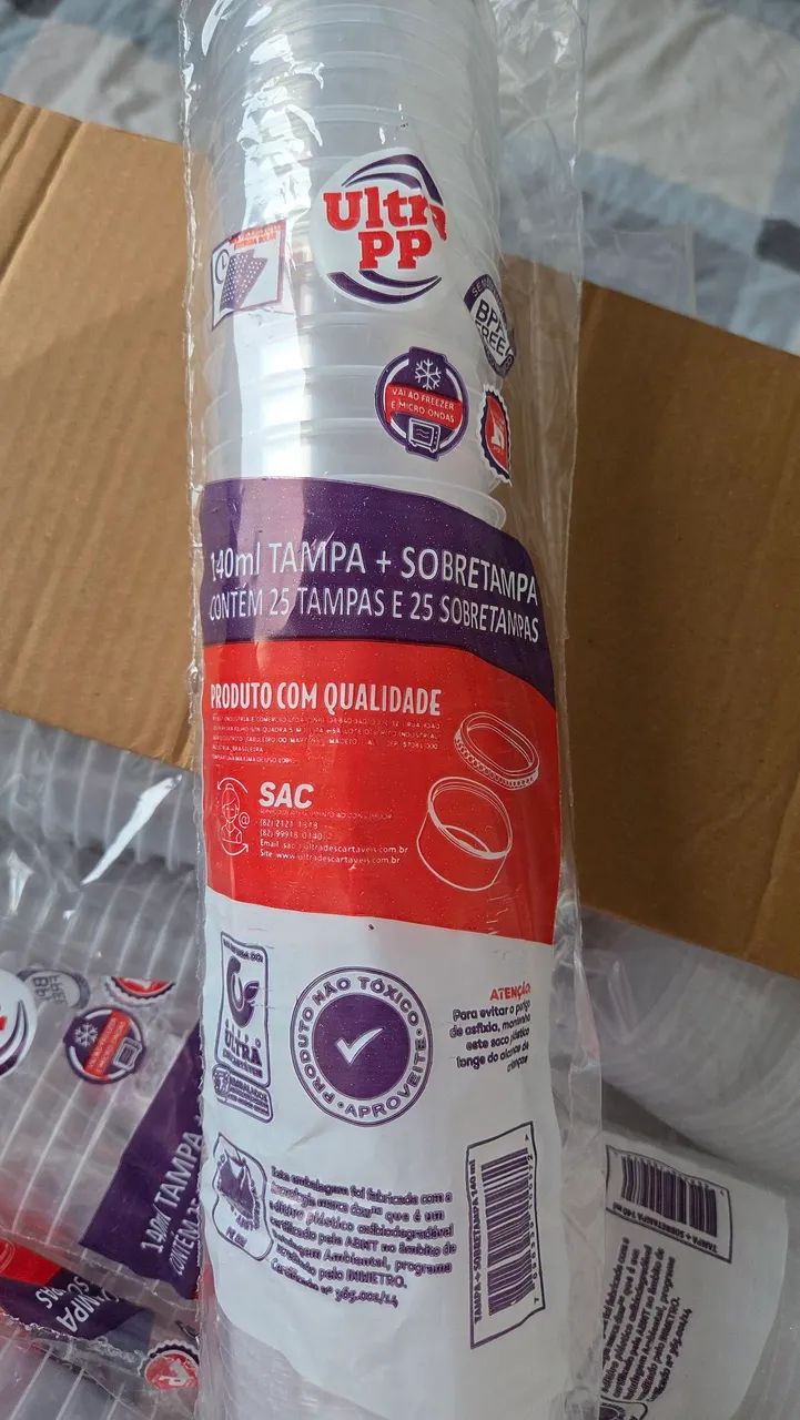 Potes com tampas de 140ml lacrados (embalagens) - Foto 2