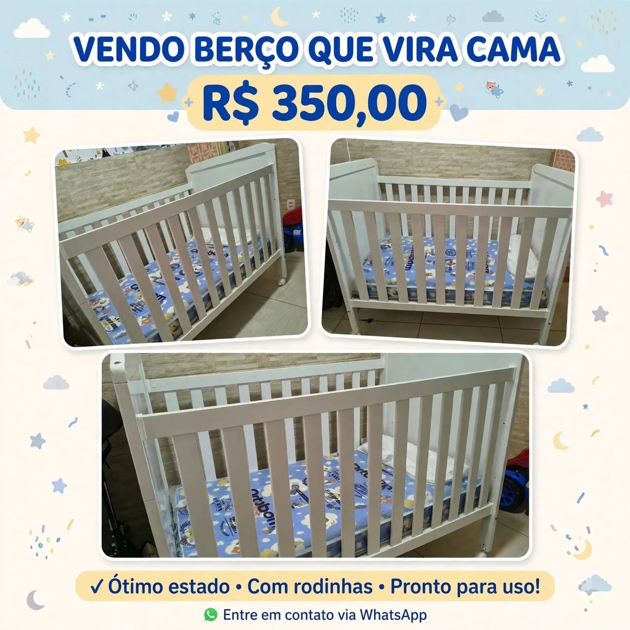 Vendo berço que vira cama 