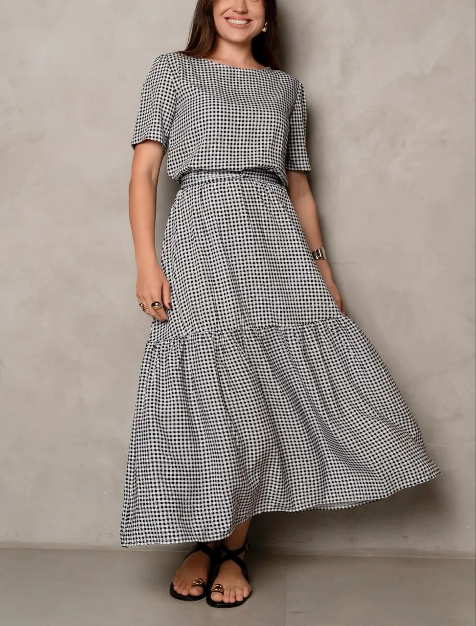 Vestido NOVO xadrez com faixa 