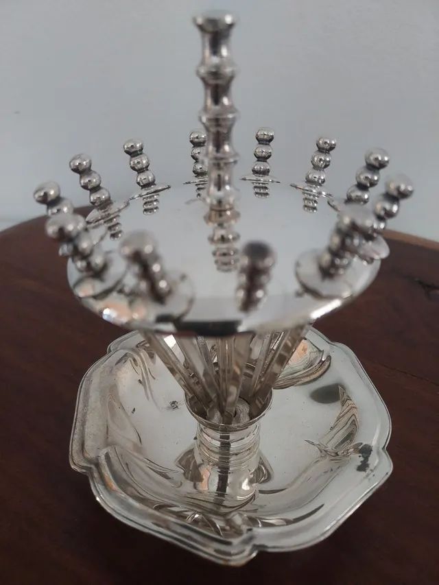 Antigo  conjunto paliteiro pega petiscos prata - Foto 5