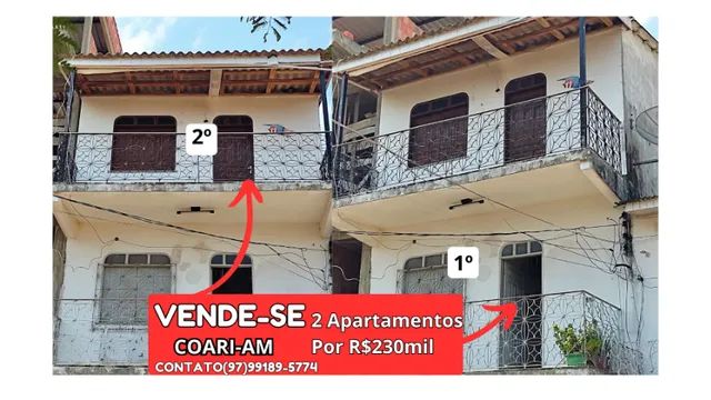 Vende-se 2 Apartamentos no Município de Coari, 2 quartos cada. Faça Uma Oferta.