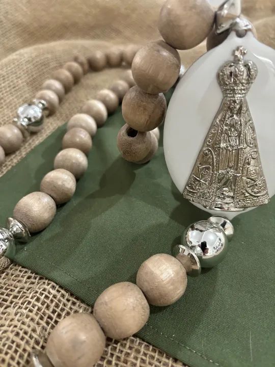 Terço de Mesa - TM 75 - decoração para casa - bolas madeira - religião católica - Foto 5