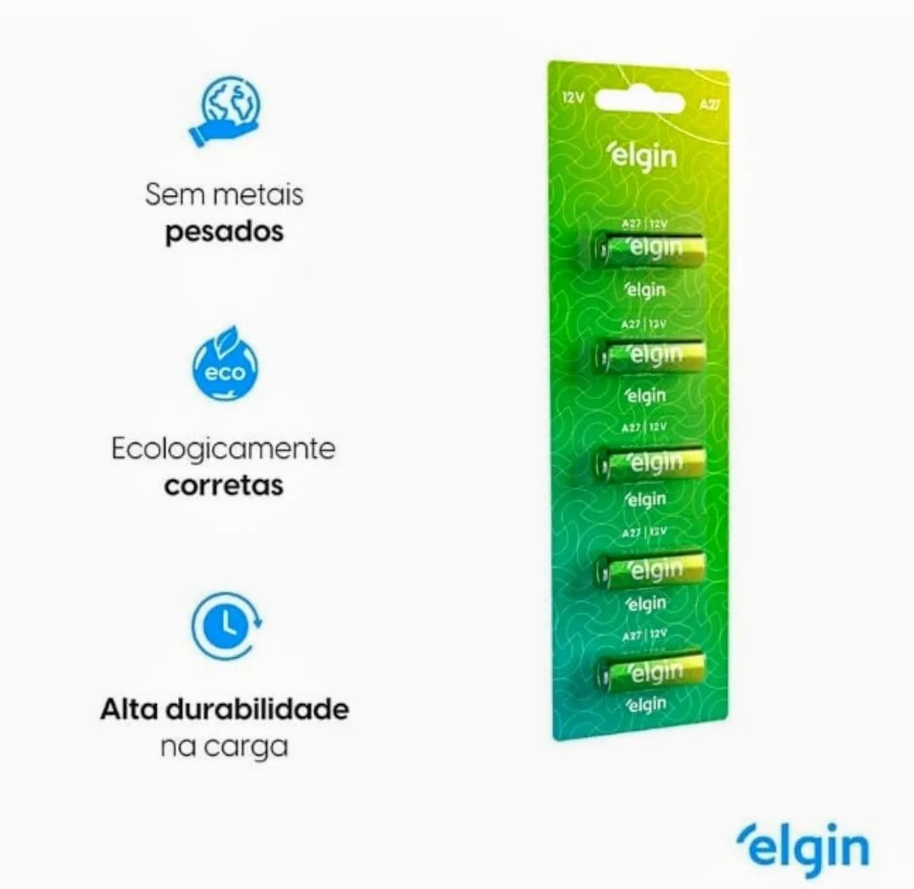 Pilha Bateria Alcalina Elgin A23 Verde 12V BL - Foto 2