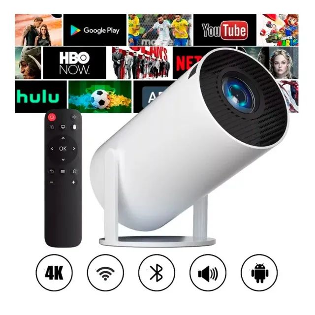 Projetor 4k Smart Android Wi-fi Bluetooth Espelhamento Celular HY400