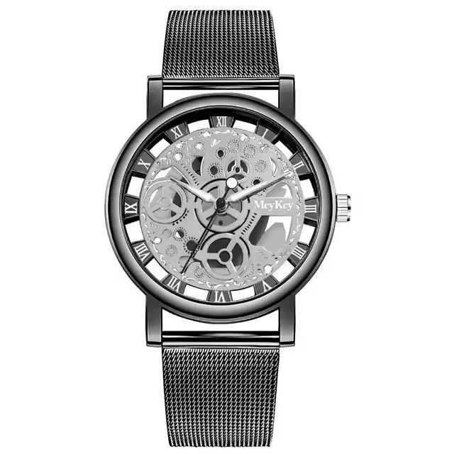 Relógio Quartz Sofisticado, Aço Inoxidável, Preto - Foto 2
