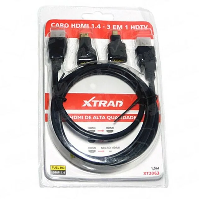 Hdmi 3em 1 Micro E Mini Hdmi Hdtv1.4 1,8m Xt2063 Xtrad