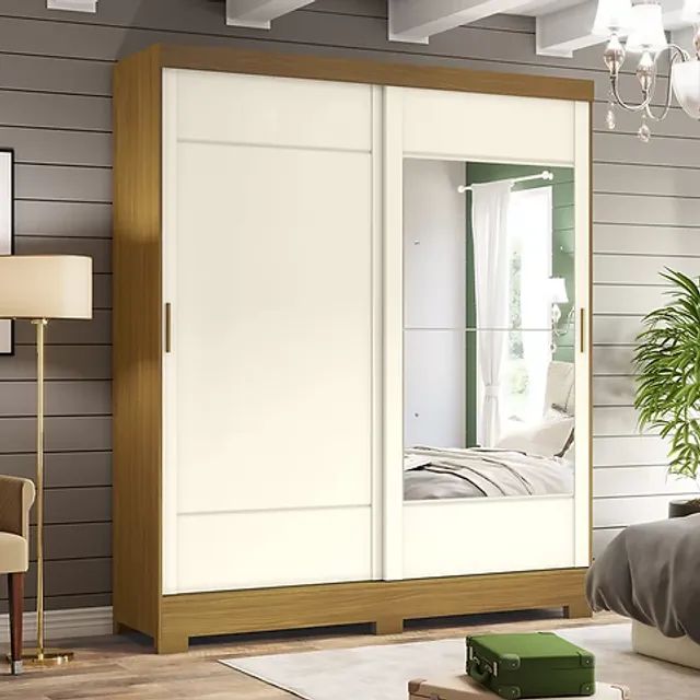 Guarda-Roupa 2 Portas com Espelho B74 - Entrega/Montagem Grátis para Fortaleza