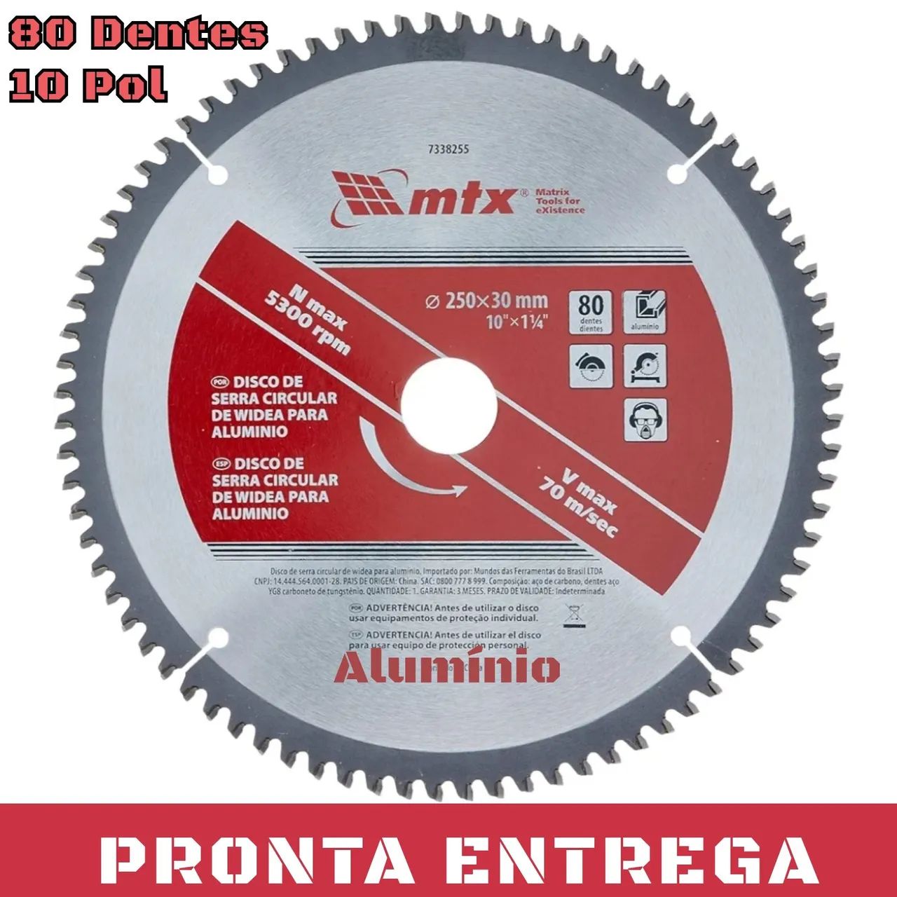 DISCO DE SERRA PARA ALUMÍNIO 10 POL 