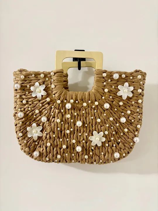 ítulo: Bolsa de Palha com Pérolas - A Tendência do Verão 2025!