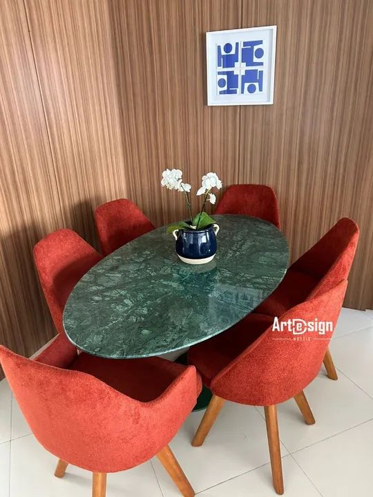 Mesa saarinen tampo de mármore verde guatemala - Foto 3