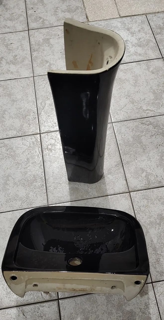 Lavatório Deca com Cuba e Coluna Preto. Seminovo. - Foto 3