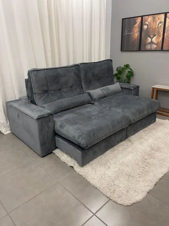 Sofá Retrátil e Reclinável Veneza 250cm Molas Ensacadas p543 - Foto 4